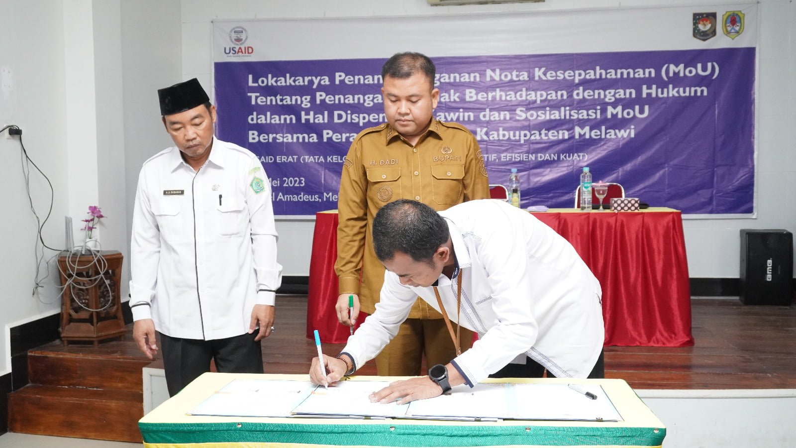 Pemkab Melawi, PA Nanga Pinoh, dan Kemenag Melawi Tandatangani Nota Kesepakatan tentang Penanganan Anak Berhadapan dengan Hukum dalam Hal Dispensasi Kawin